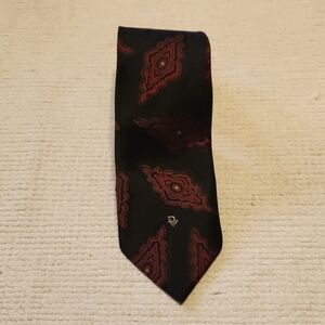Christian Dior polyester/silk black jacquard neck tie